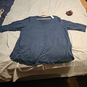 Lane Bryant Women's Plus Size 22/24 Blue Shirt 3/4 length sleeves NWT